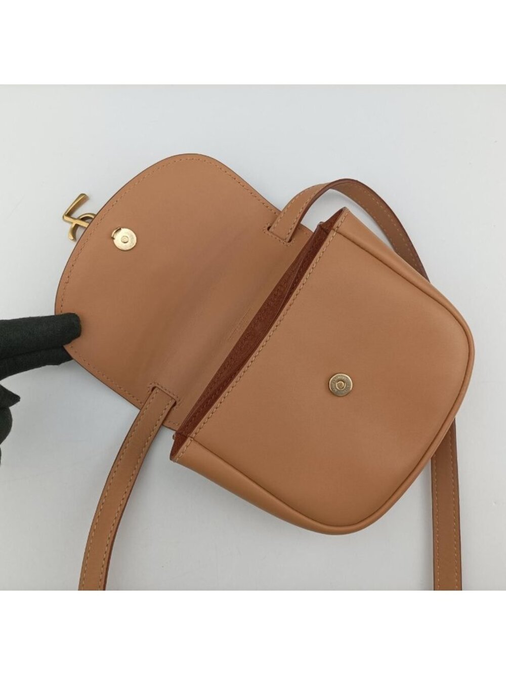 Saint Laurent Kaia Small Beige Leather Shoulder Bag - Picture 13 of 16